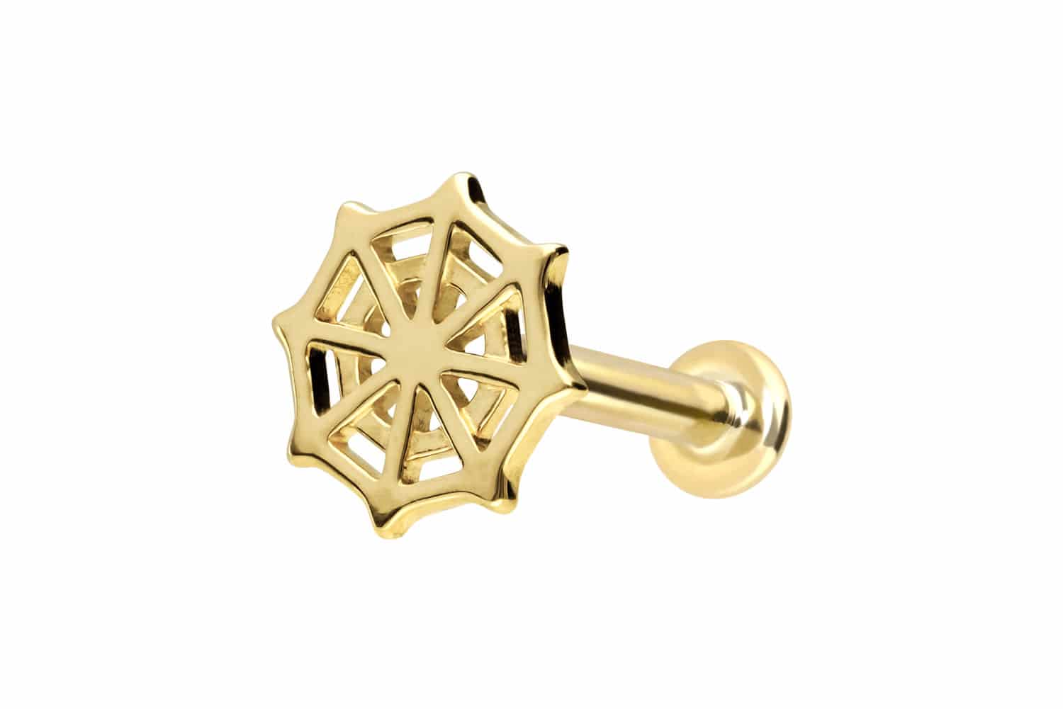 14 Karat Gold Labret Piercing mit Push Fit SPINNENNETZ